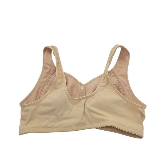 Glamorette Tan Floral Snap Button Front Closure Lingerie Wire Free Bra Size 40 - Picture 2 of 7